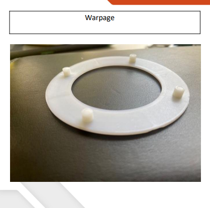 Warpage distortion on white plastic washer component