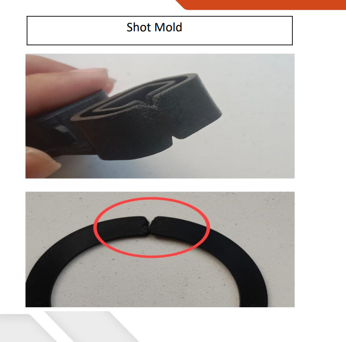 Shot mold defect on black injection molded plastic component