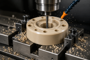 Precision CNC machining of PEEK plastic component for high performance engineering applications