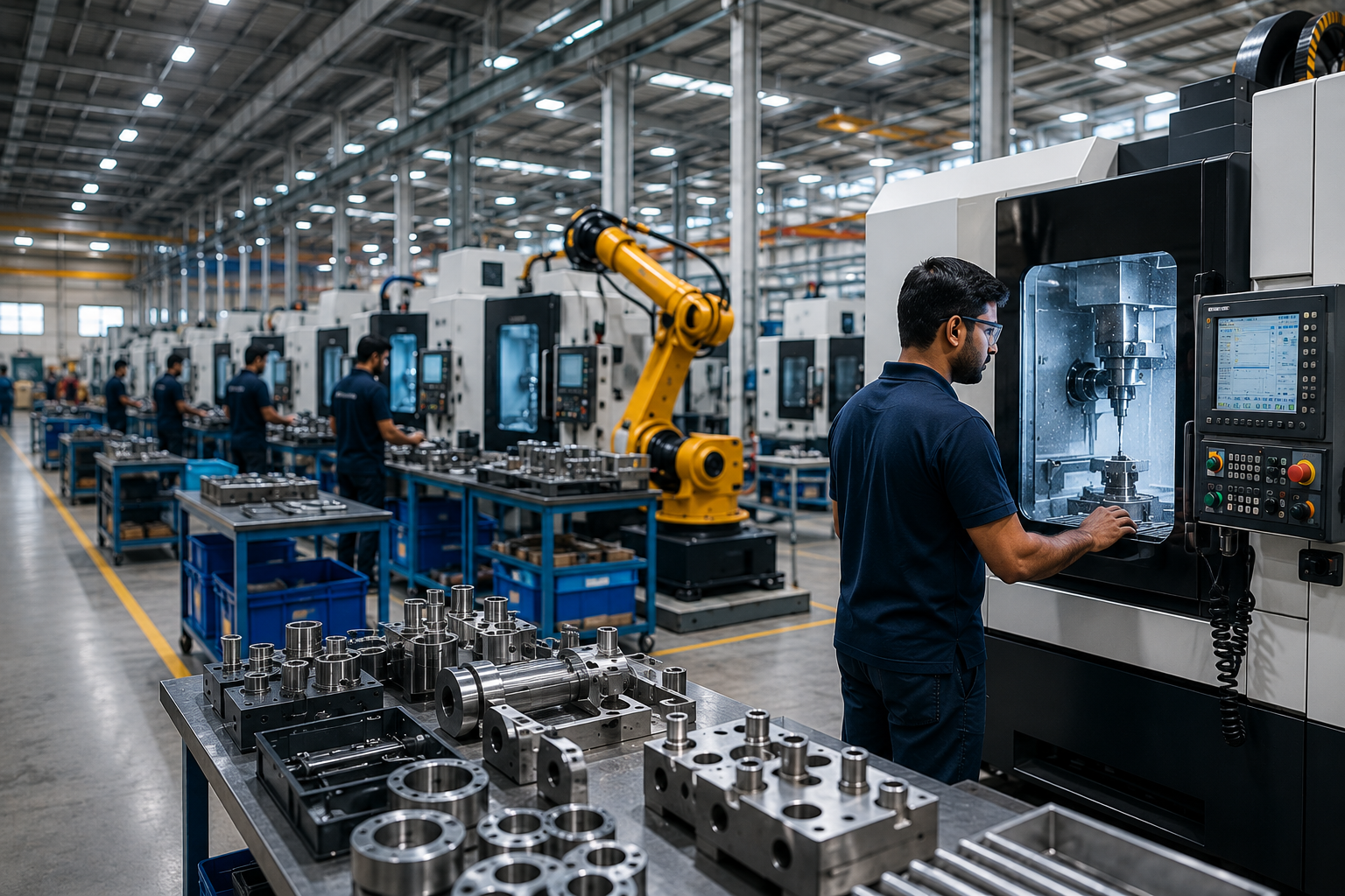 Modern Precision Manufacturing Facility in India with CNC machining and automated production