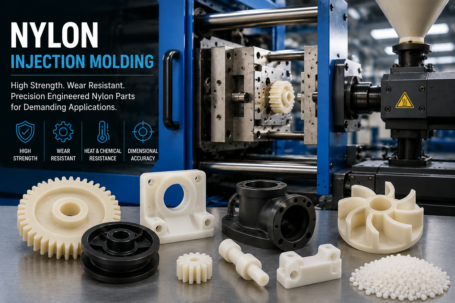 Nylon Injection Molding PA6 PA66 engineering plastic manufacturing