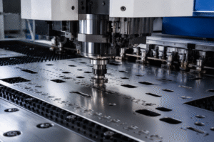 Precision stainless steel punching machine processing sheet metal components. Finished Components Image:
