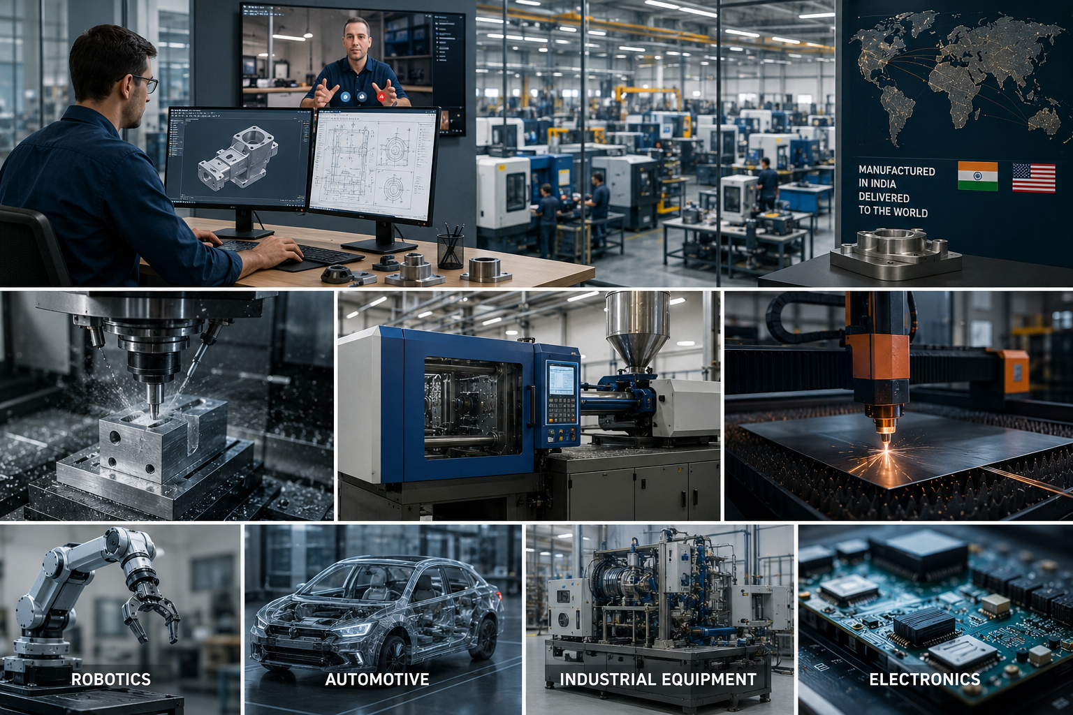 Prototype Manufacturing USA with CNC machining, injection molding and precision engineering support from India
