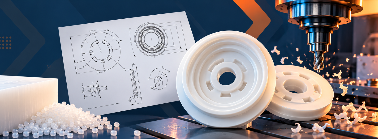 CNC machined PP Homopolymer side seal manufactured by Manufyn for an Italian customer